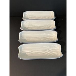 PFALTZGRAFF YORKTOWNE Corn Holder Dish Blue White 8.5" - Set of 4